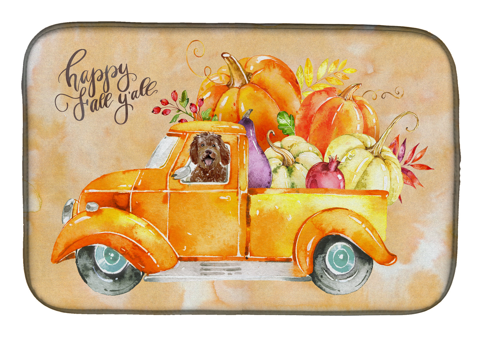 Fall Harvest Labradoodle Dish Drying Mat CK2623DDM  the-store.com.