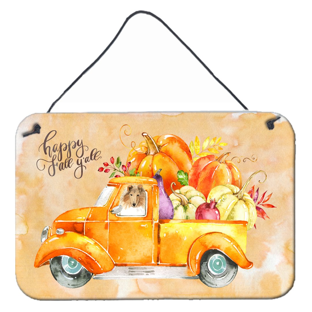 Fall Harvest Collie Wall or Door Hanging Prints CK2630DS812 by Caroline&#39;s Treasures