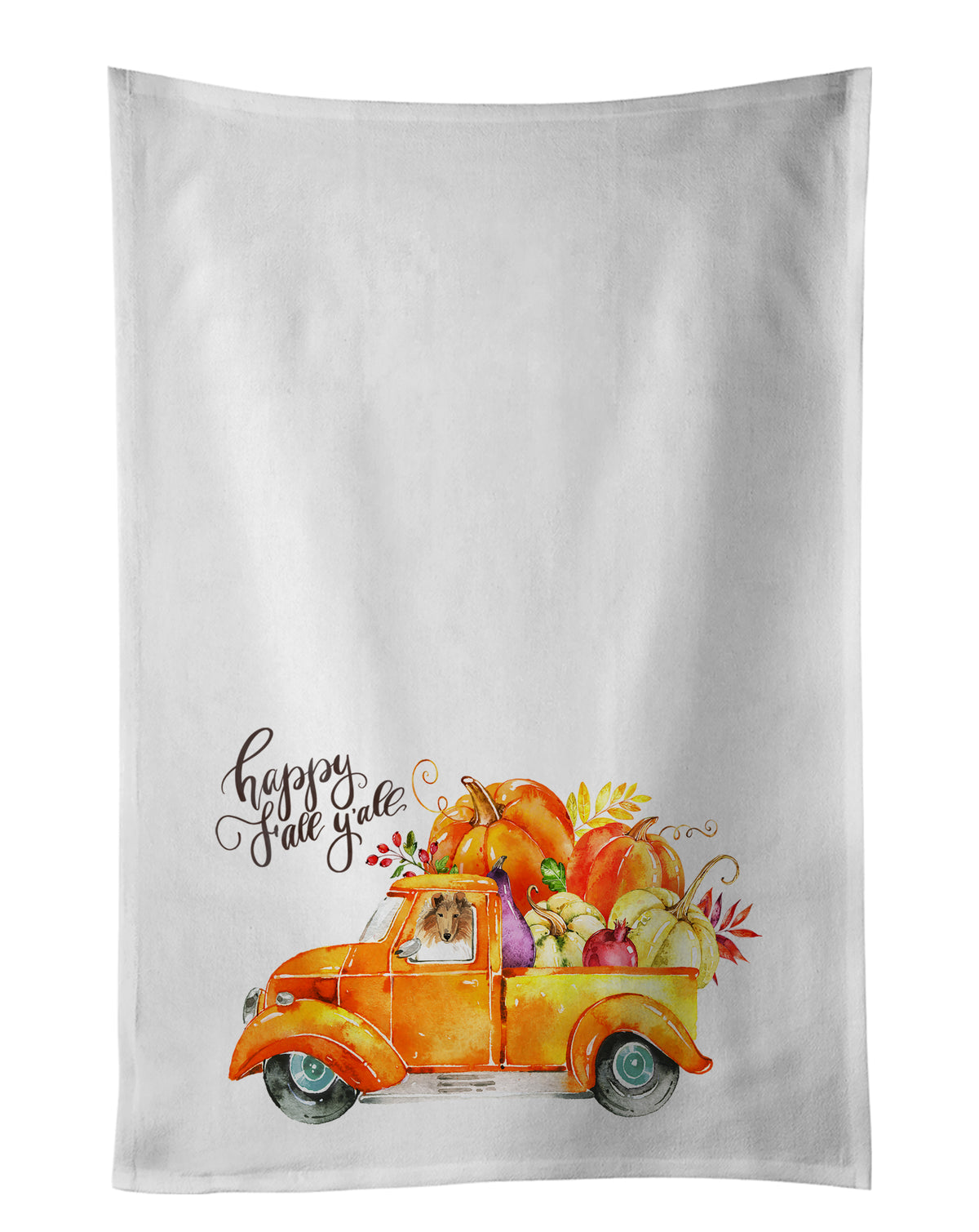 Buy this Fall Harvest Collie White Kitchen Towel Set of 2