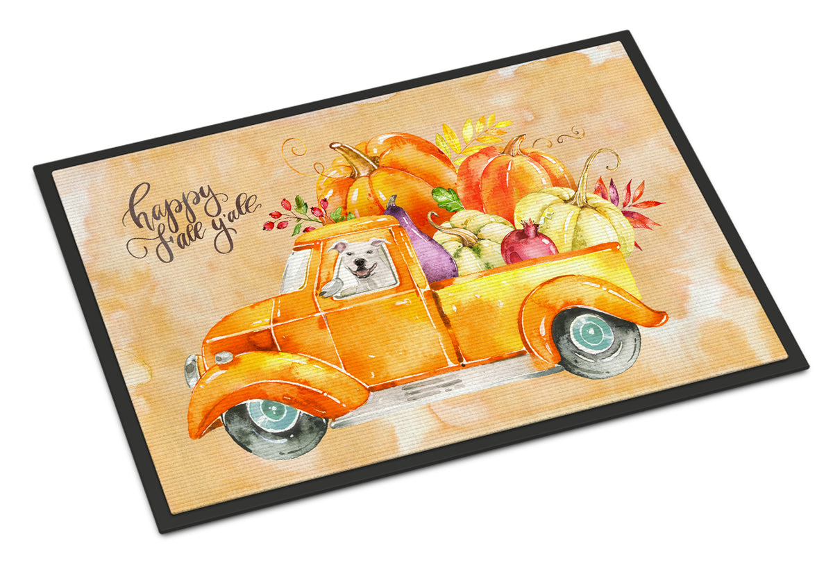 Fall Harvest White Staffordshire Bull Terrier Indoor or Outdoor Mat 18x27 CK2645MAT - the-store.com