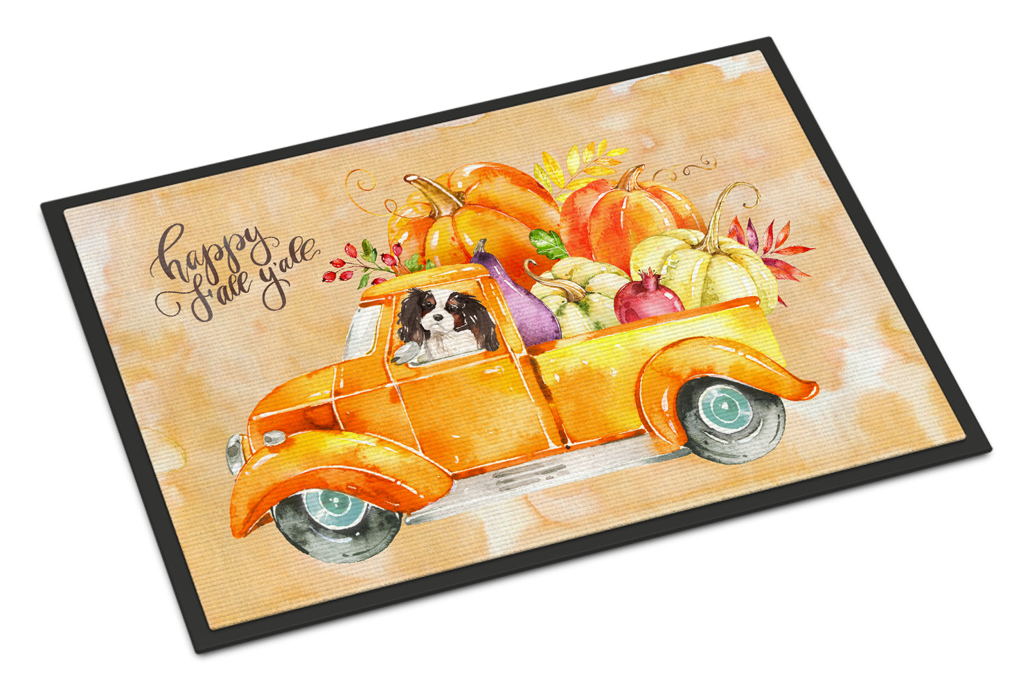 Fall Harvest Tricolor Cavalier Spaniel Indoor or Outdoor Mat 18x27 CK2652MAT - the-store.com