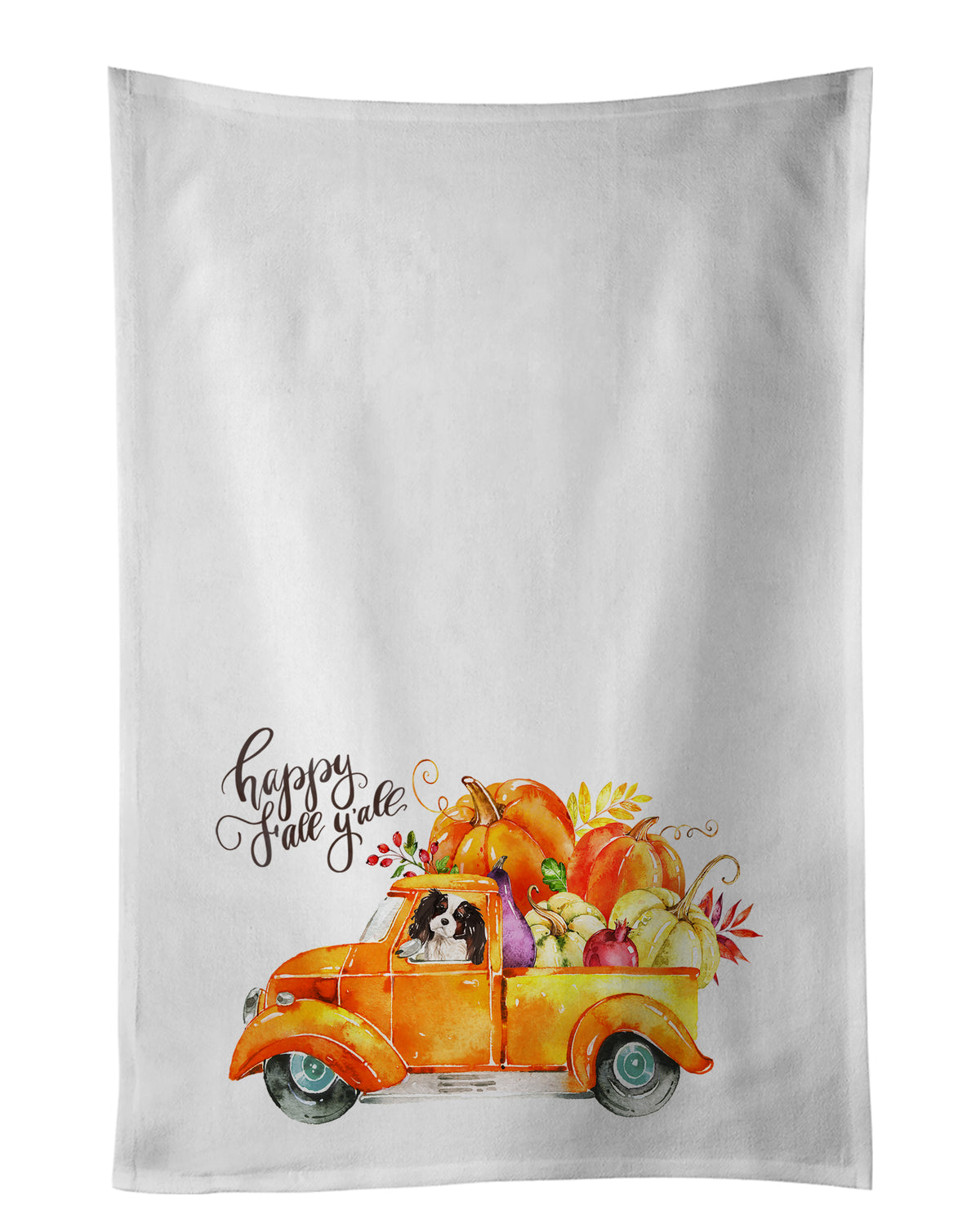 Buy this Fall Harvest Tricolor Cavalier Spaniel White Kitchen Towel Set of 2