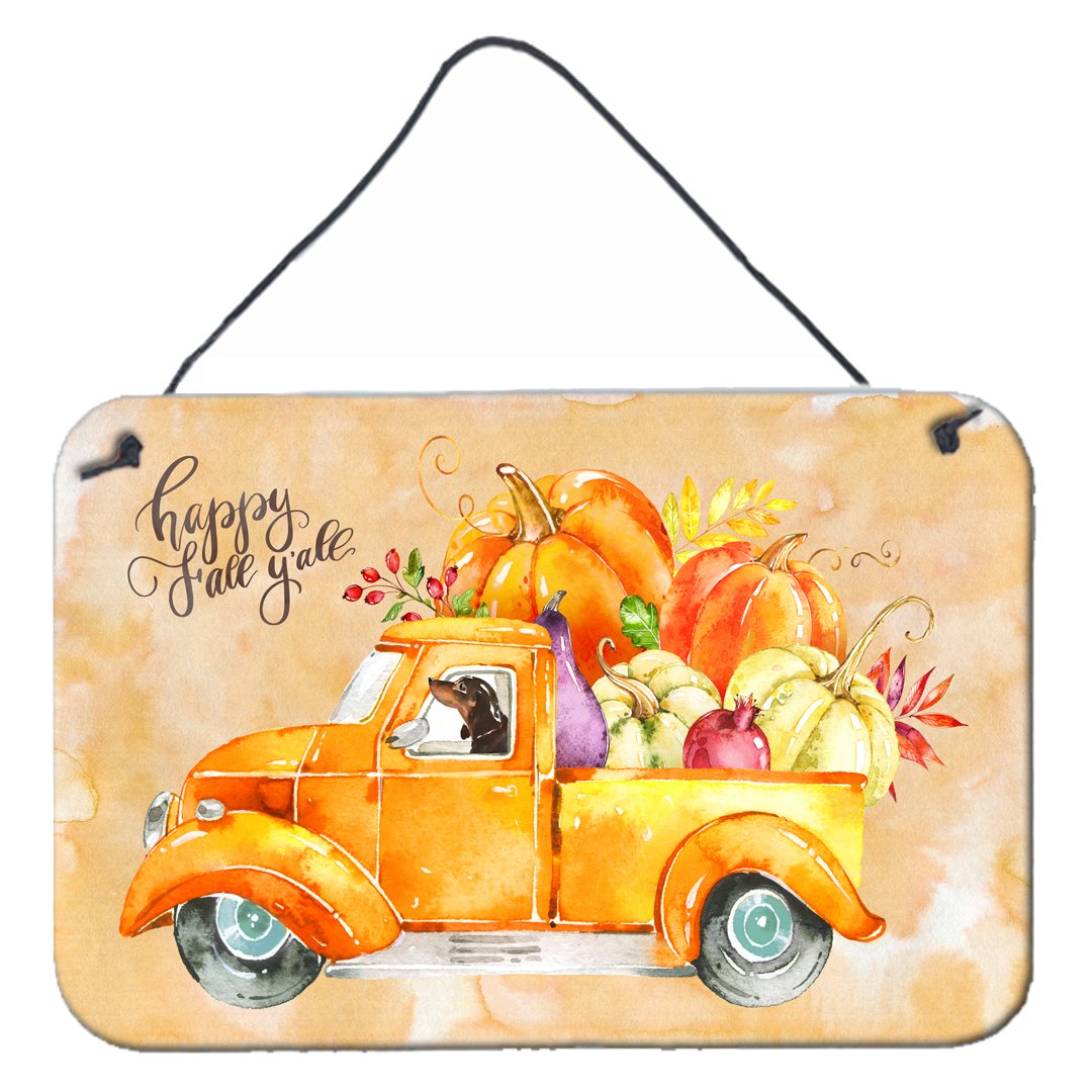 Fall Harvest Dachshund Wall or Door Hanging Prints CK2655DS812 by Caroline's Treasures