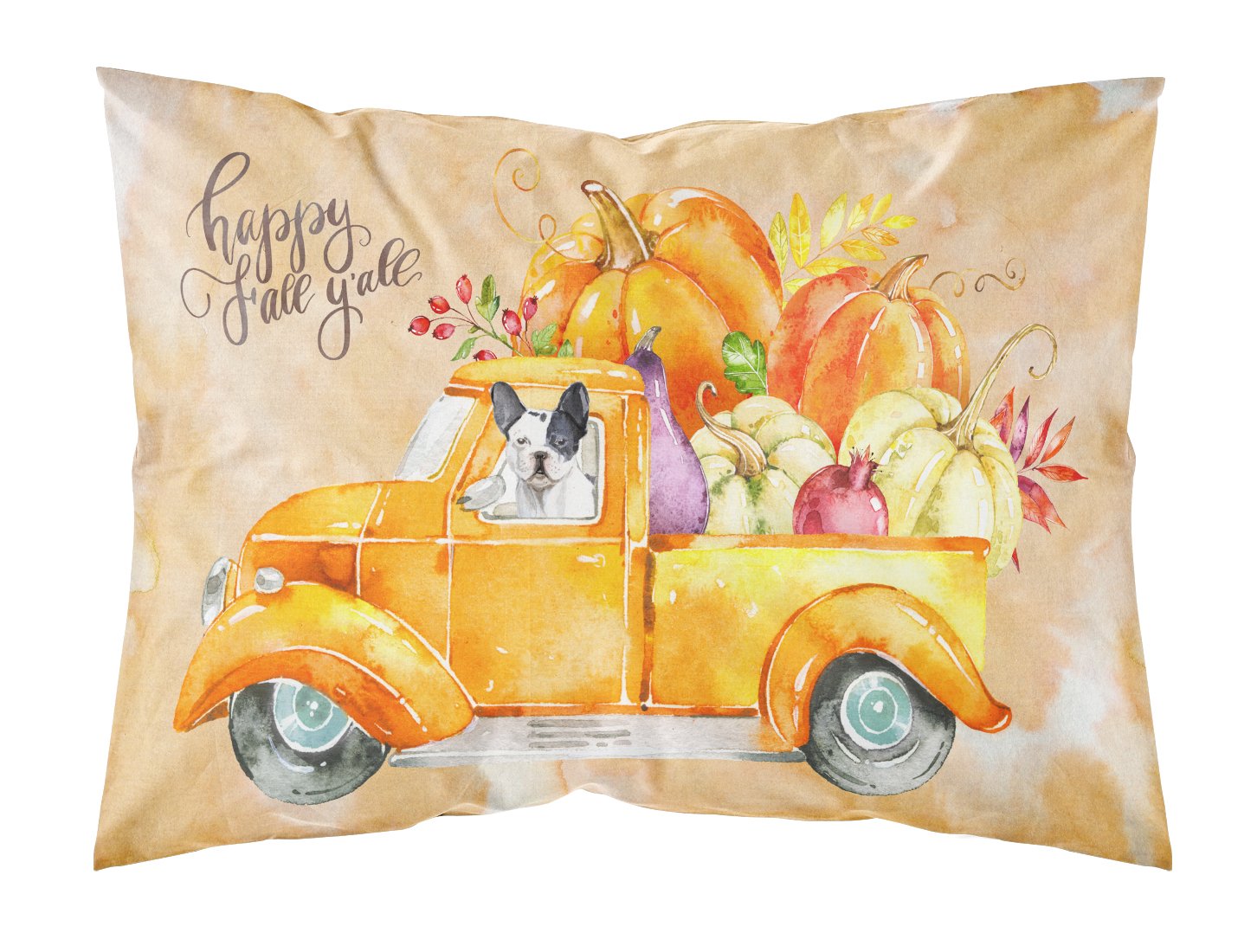 Caroline's Treasures Fall Harvest French Bulldog Standard Pillowcase – Artistic Decorative Front, White Back CK2656PILLOWCASE