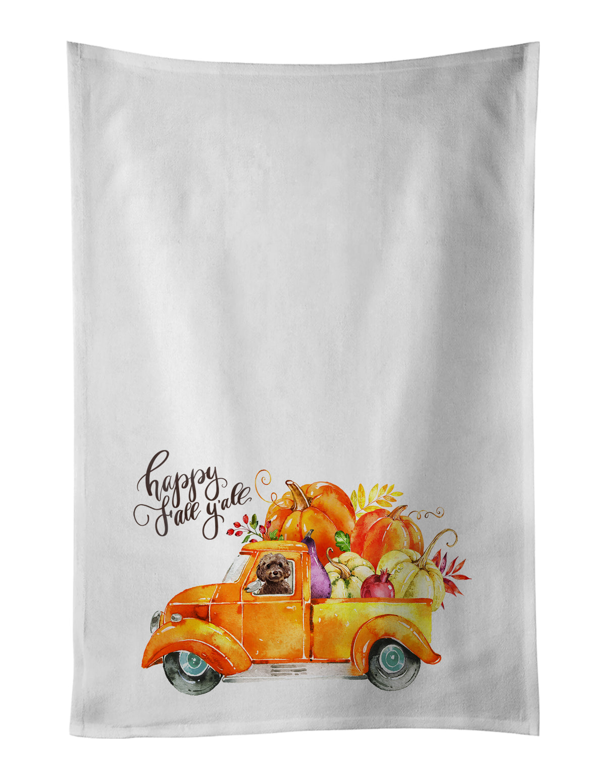 Buy this Fall Harvest Brown Cockapoo White Kitchen Towel Set of 2