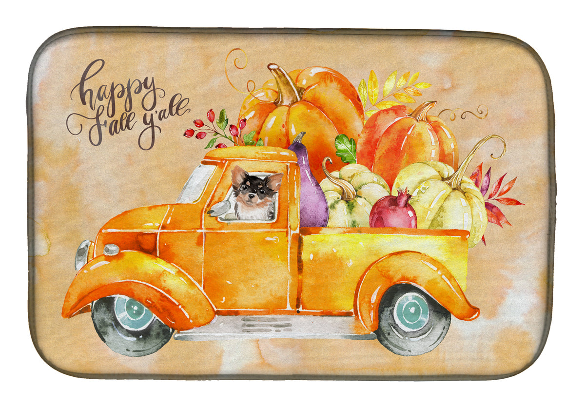 Fall Harvest Long Haired Chihuahua Dish Drying Mat CK2672DDM  the-store.com.