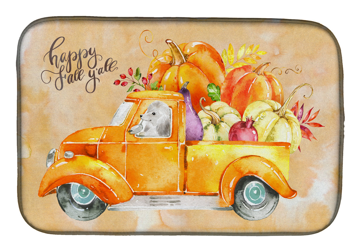 Fall Harvest White Poodle Dish Drying Mat CK2678DDM  the-store.com.