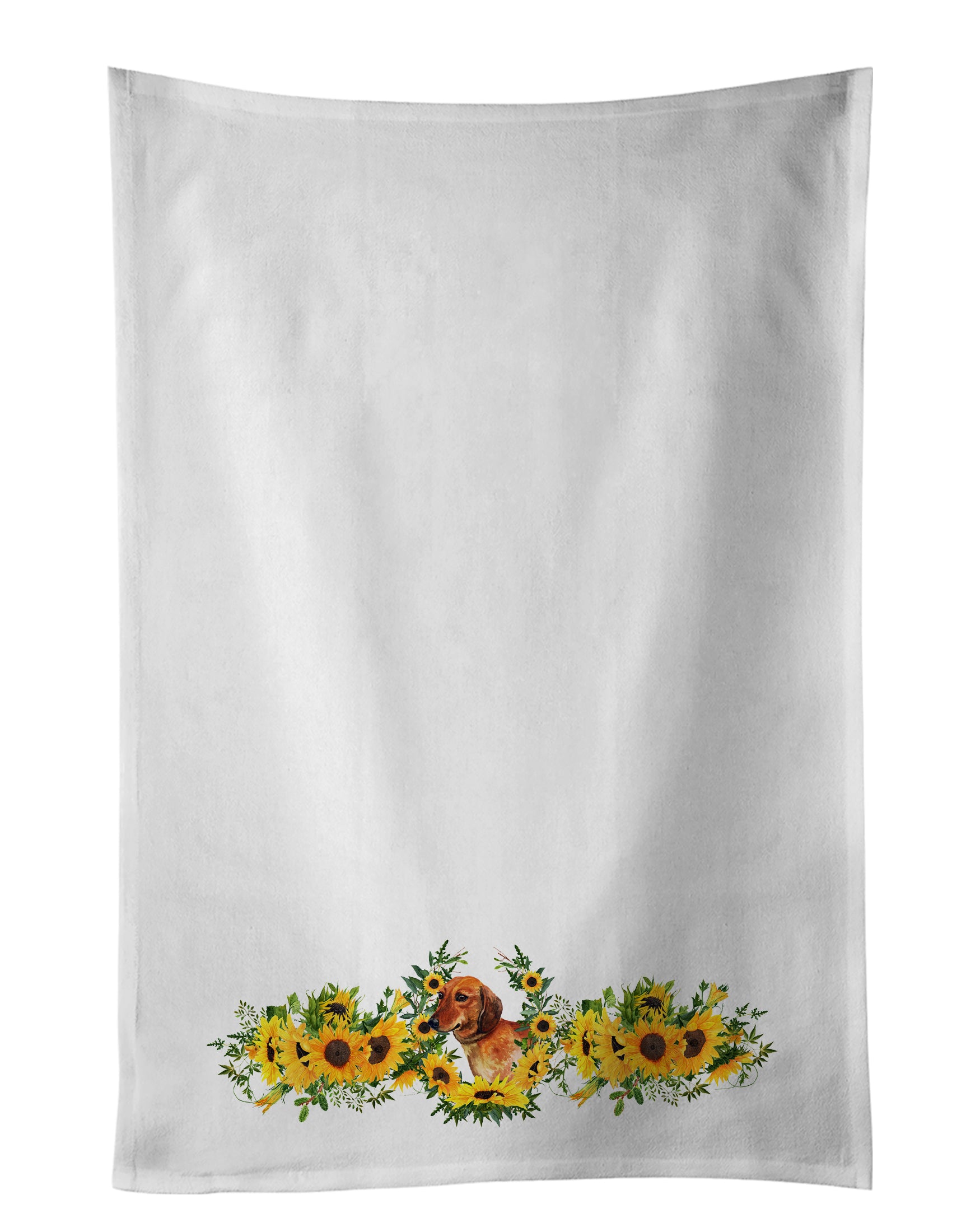 Buy this Dachshund in Sunflowers White Kitchen Towel Set of 2
