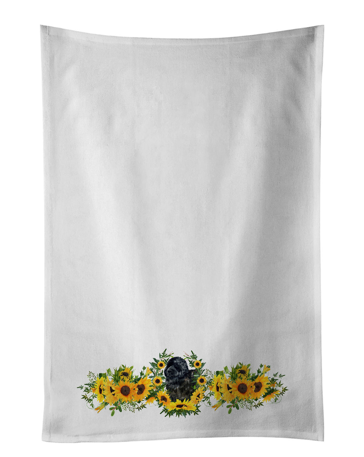 Buy this Newfoundland in Sunflowers White Kitchen Towel Set of 2