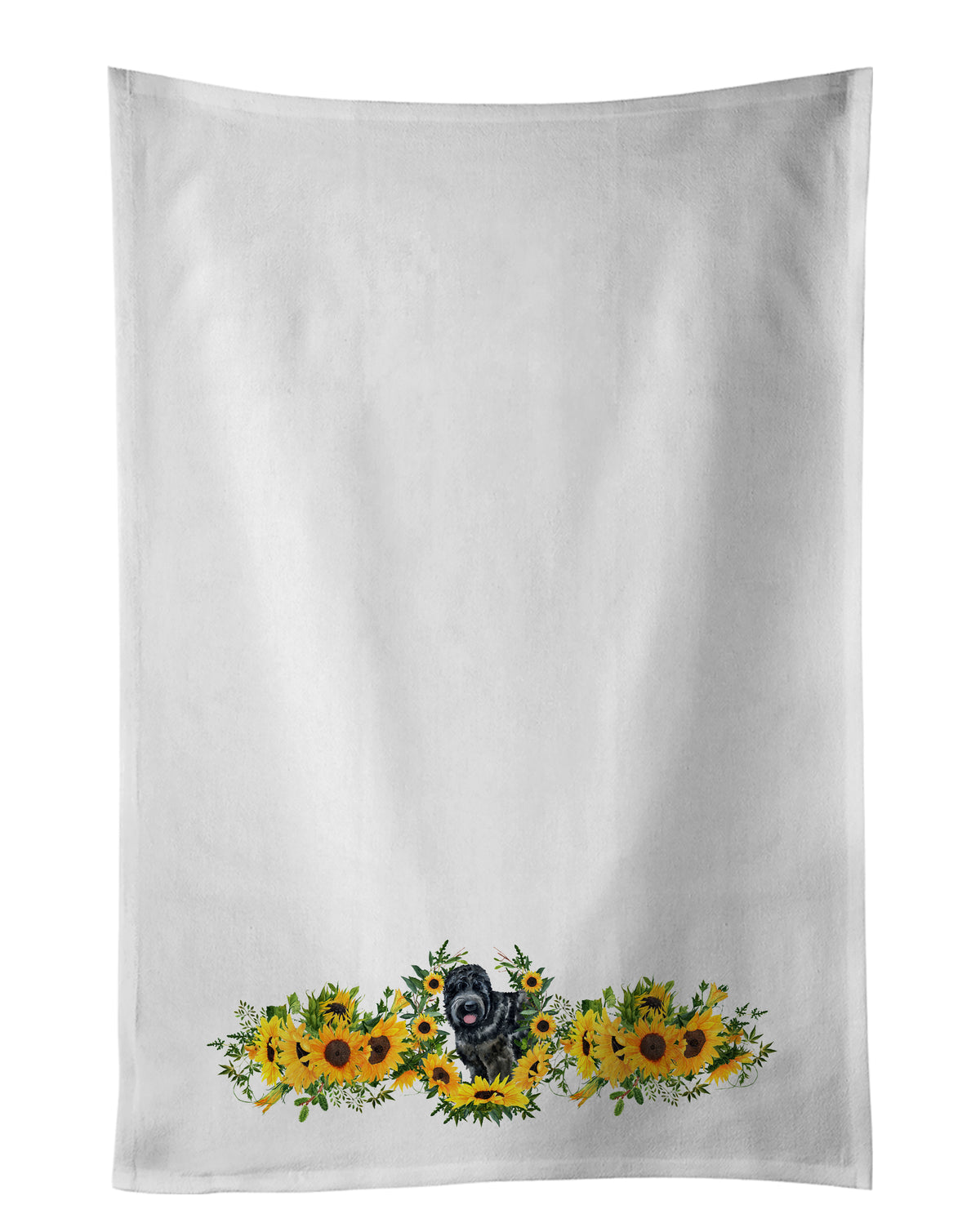 Buy this Black Russian Terrier in Sunflowers White Kitchen Towel Set of 2