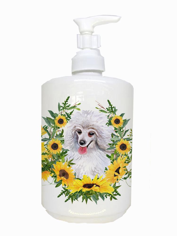 Medium White Poodle Ceramic Soap Dispenser CK2875SOAP by Caroline&#39;s Treasures