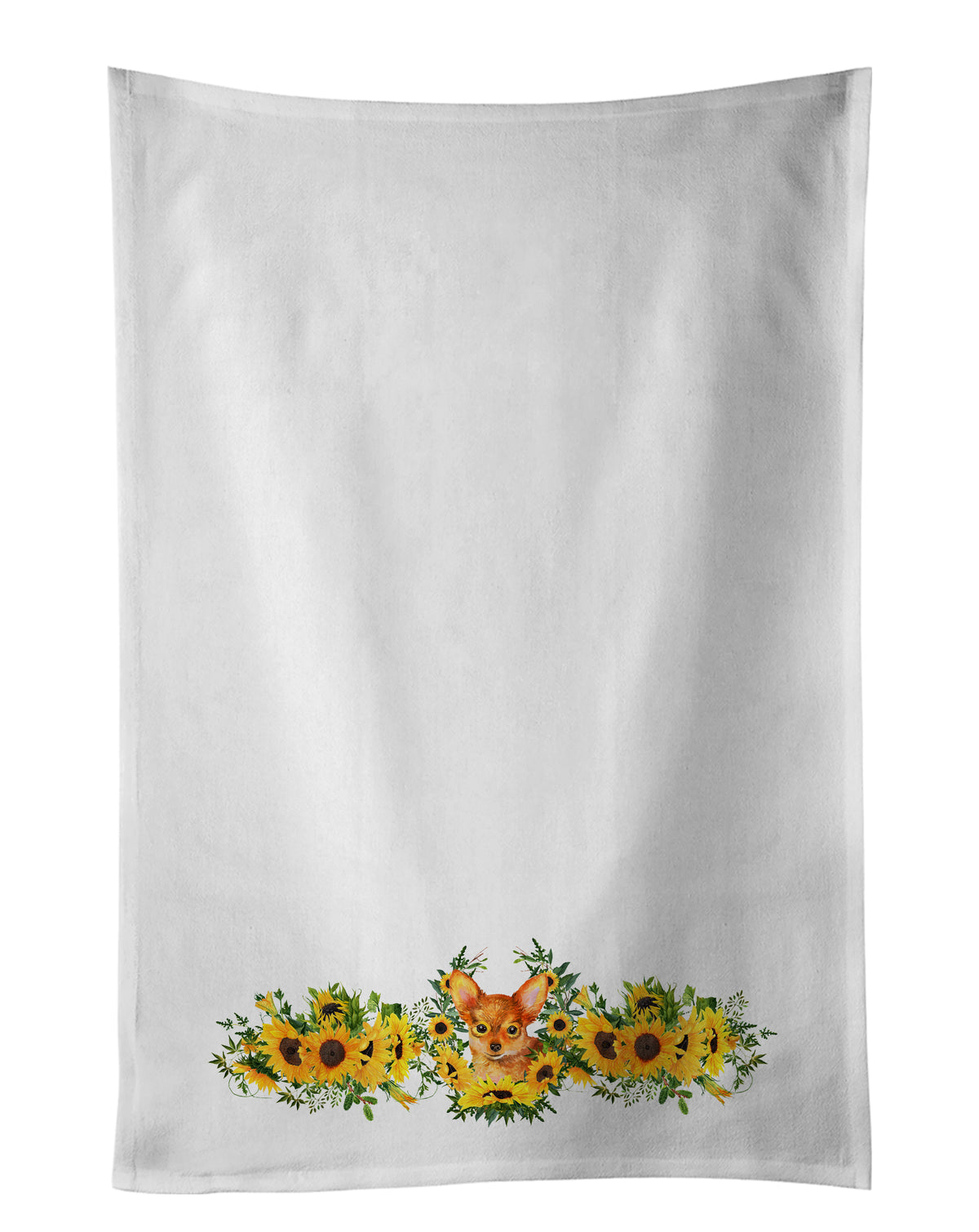 Buy this Toy Terrier in Sunflowers White Kitchen Towel Set of 2