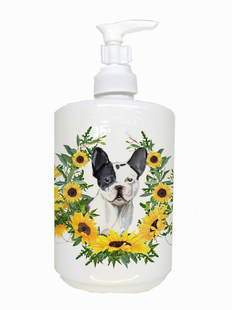 Black White French Bulldog Ceramic Soap Dispenser CK2950SOAP by Caroline&#39;s Treasures