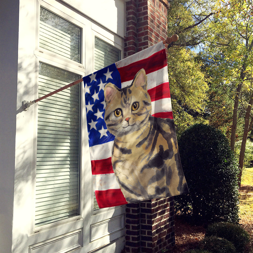 American Shorthair Brown Tabby American Flag Flag Canvas House Size CK3028CHF  the-store.com.