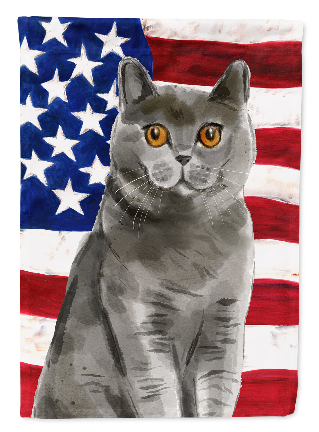 British Shorthair American Flag Flag Canvas House Size CK3033CHF  the-store.com.