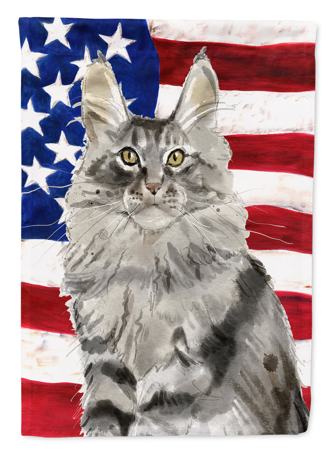 Maine Coon American Flag Flag Canvas House Size CK3034CHF