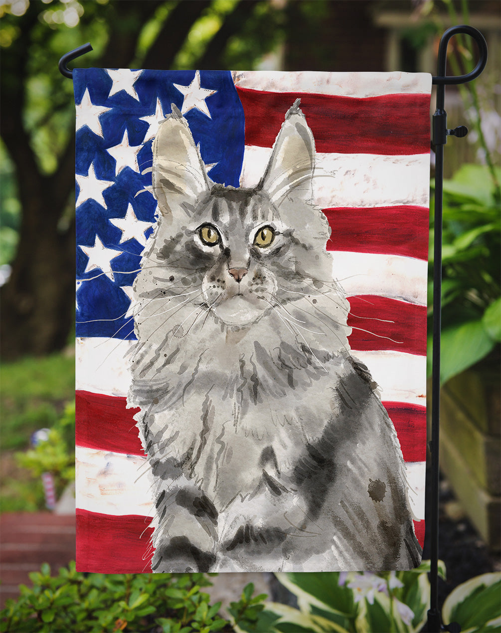 Maine Coon American Flag Flag Garden Size CK3034GF  the-store.com.