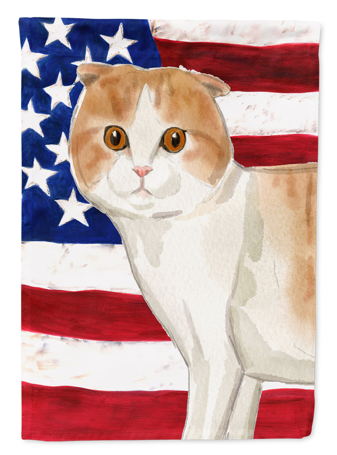 Scottish Fold American Flag Flag Canvas House Size CK3038CHF  the-store.com.