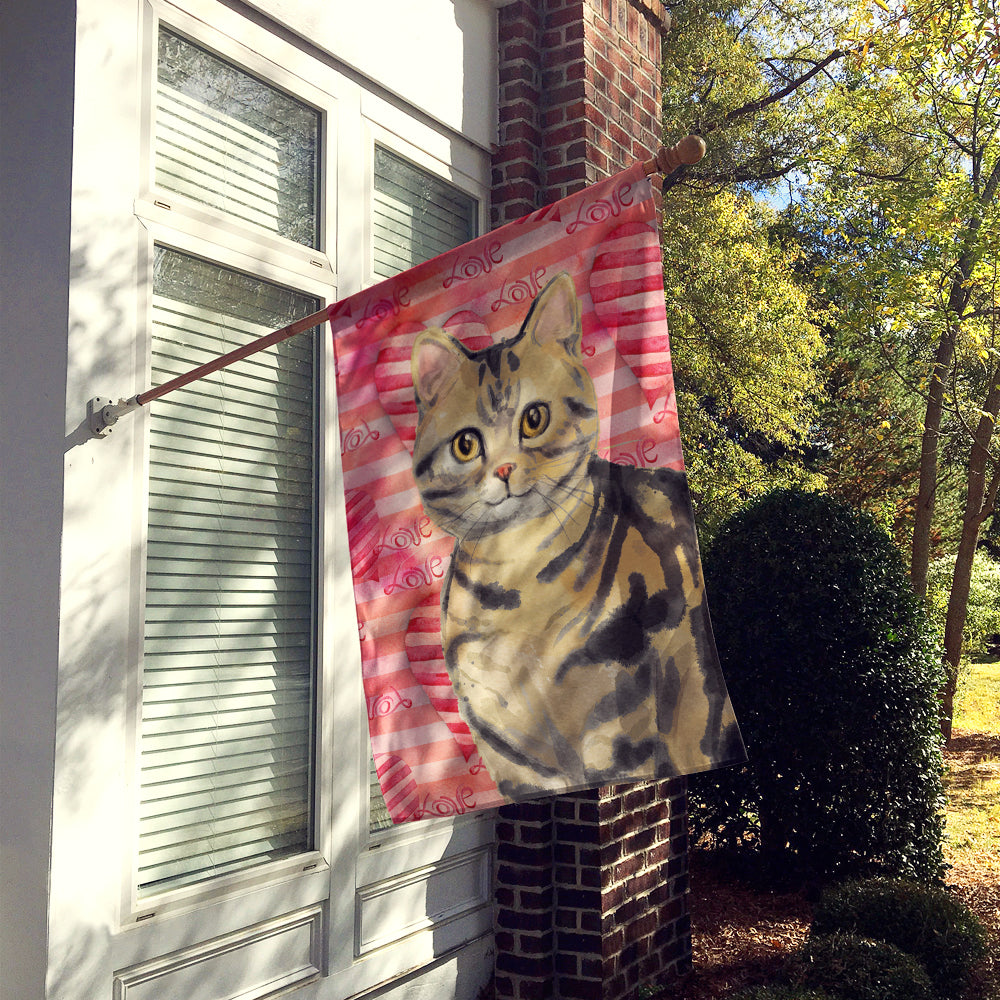 American Shorthair Brown Tabby Cat Love Flag Canvas House Size CK3043CHF  the-store.com.