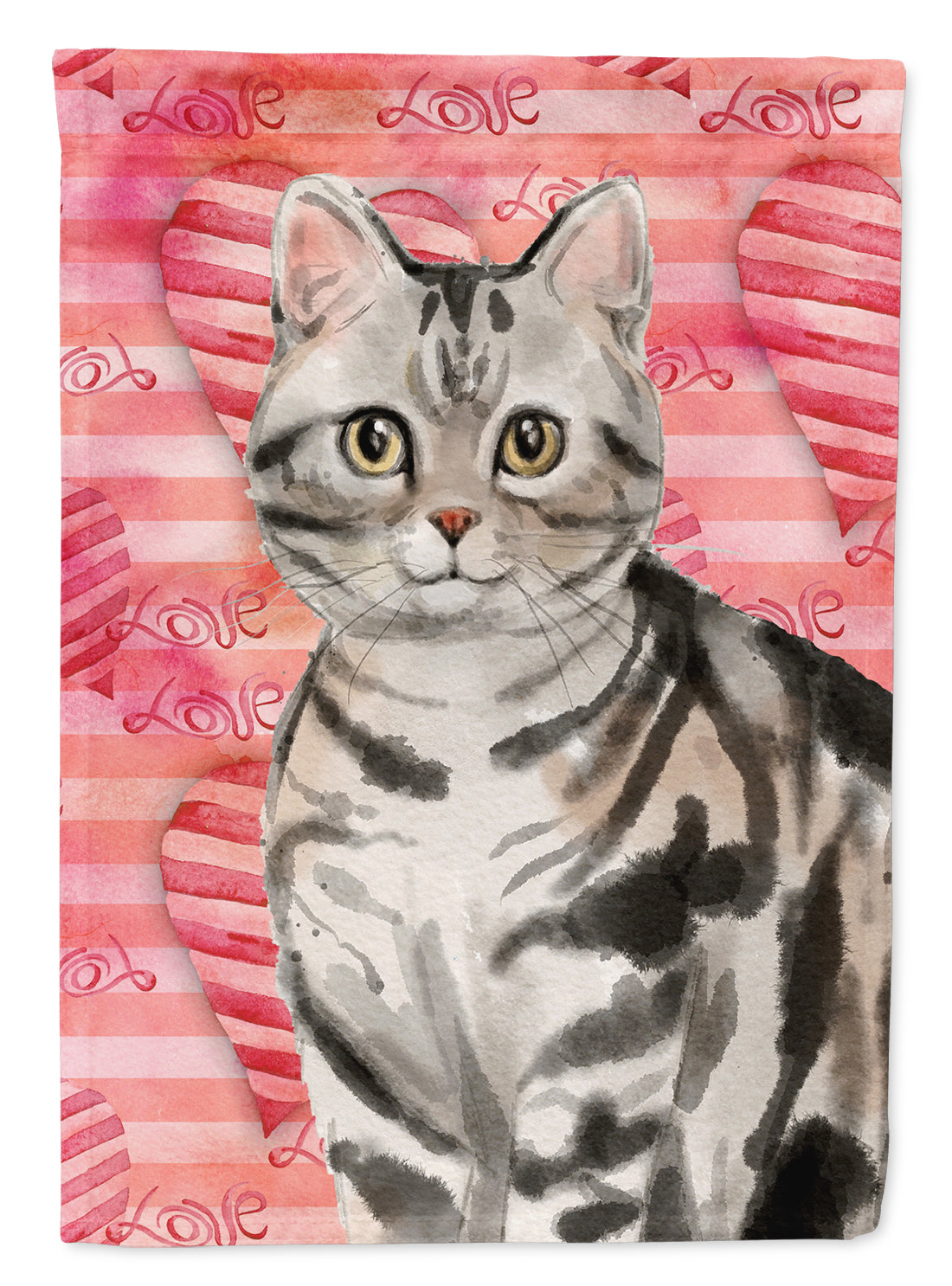 American Shorthair Cat Love Flag Canvas House Size CK3044CHF