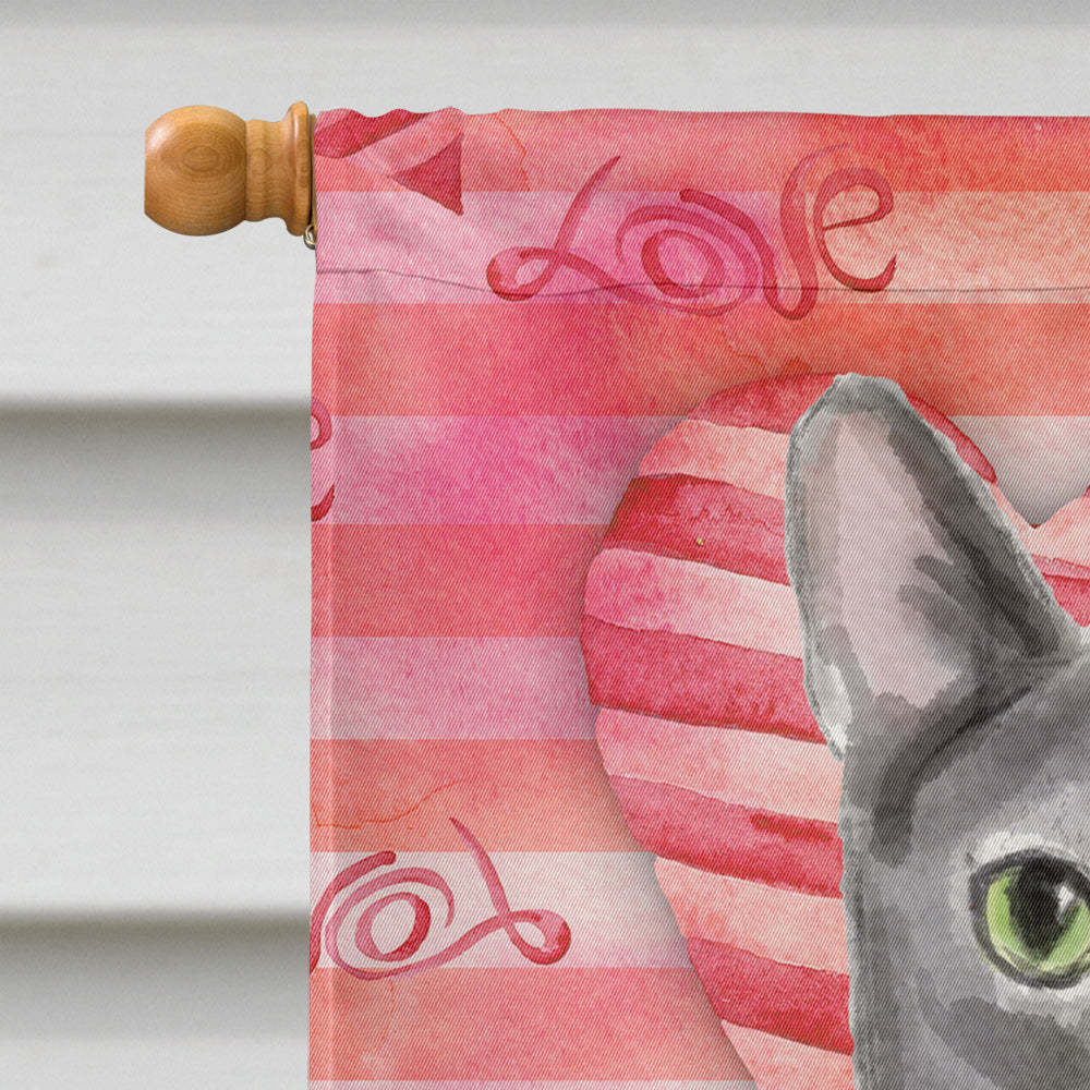 Blue Russian Cat Love Flag Canvas House Size CK3046CHF  the-store.com.