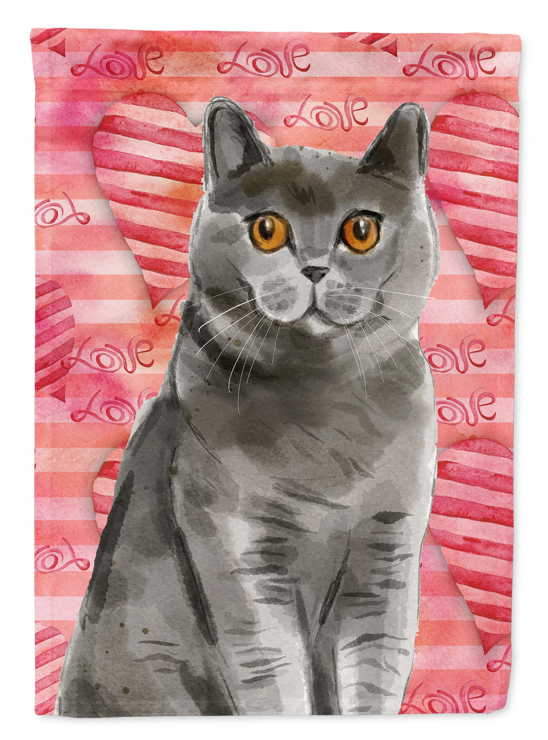 British Shorthair Cat Love Flag Canvas House Size CK3048CHF  the-store.com.