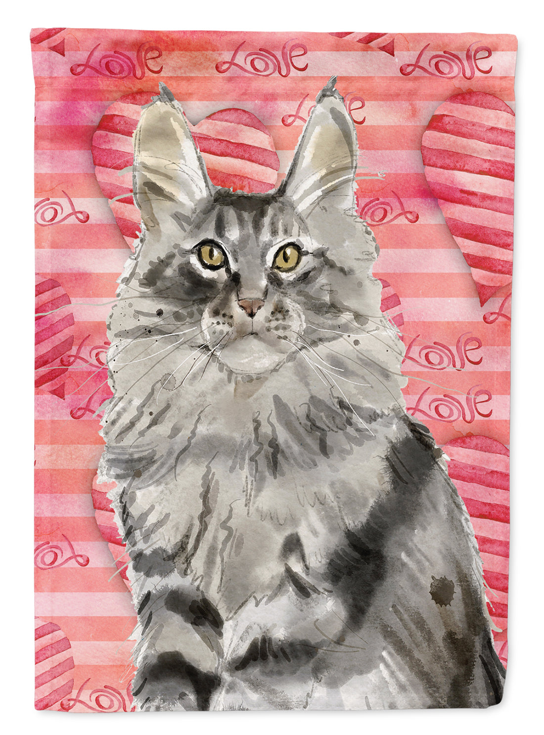 Maine Coon Cat Love Flag Canvas House Size CK3049CHF