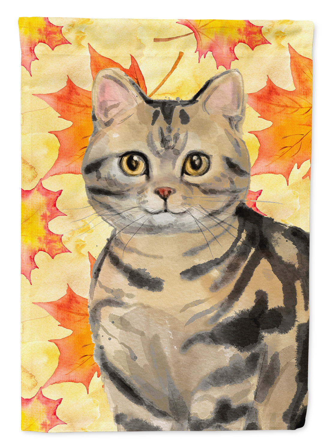 American Shorthair Brown Tabby Fall Leaves Flag Canvas House Size CK3073CHF  the-store.com.