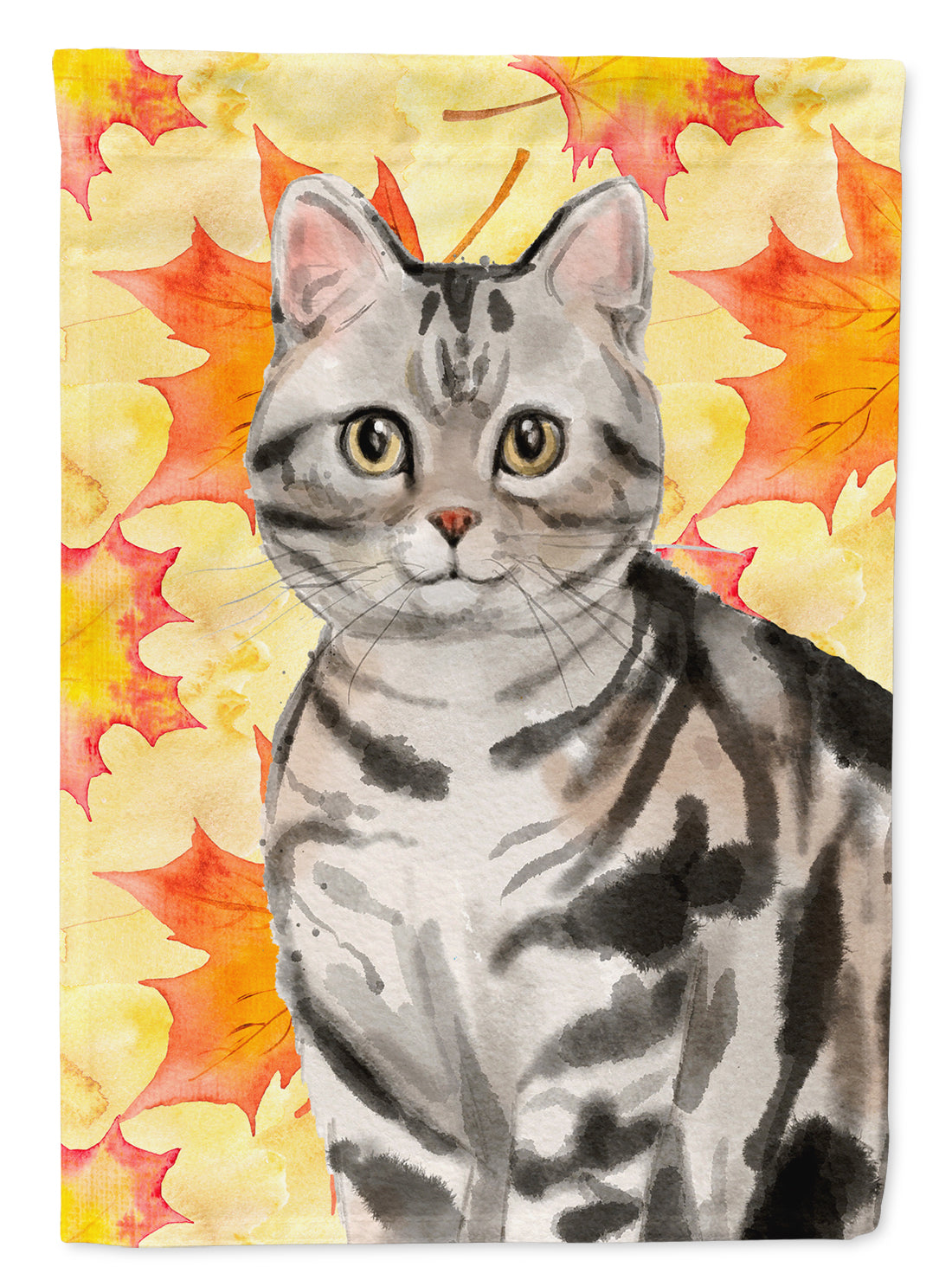 American Shorthair Fall Leaves Flag Canvas House Size CK3074CHF  the-store.com.