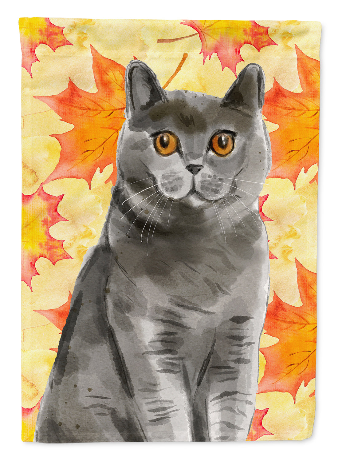 British Shorthair Fall Leaves Flag Canvas House Size CK3078CHF  the-store.com.