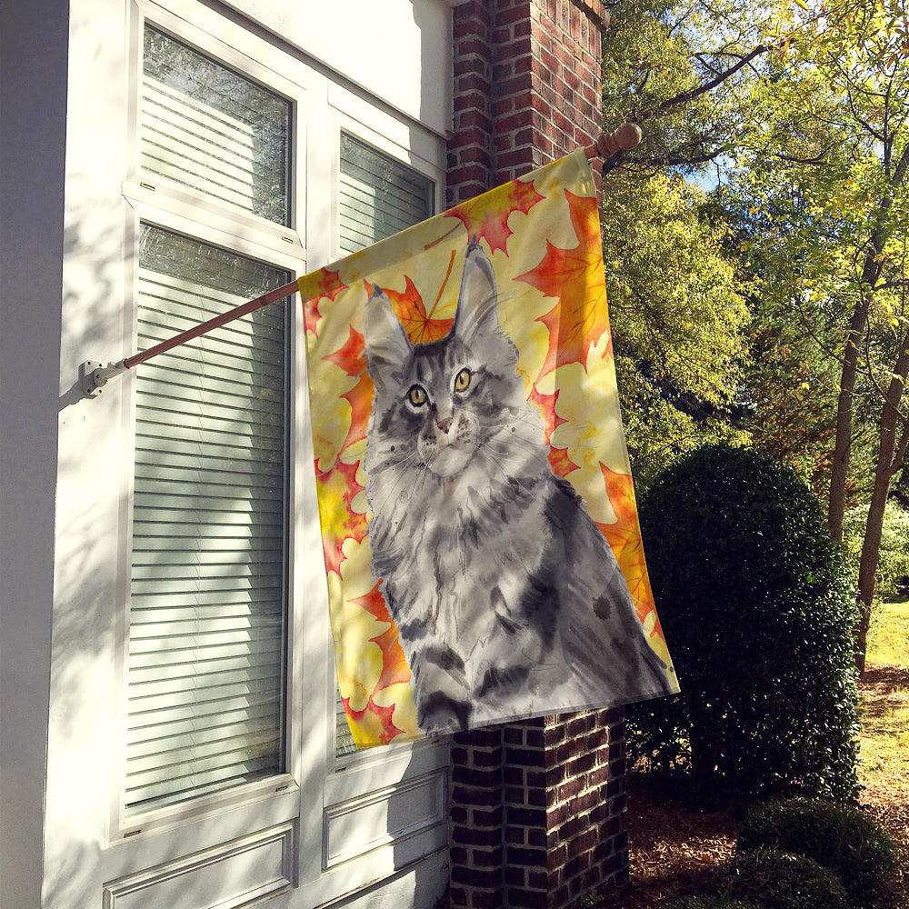 Maine Coon Fall Leaves Flag Canvas House Size CK3079CHF  the-store.com.