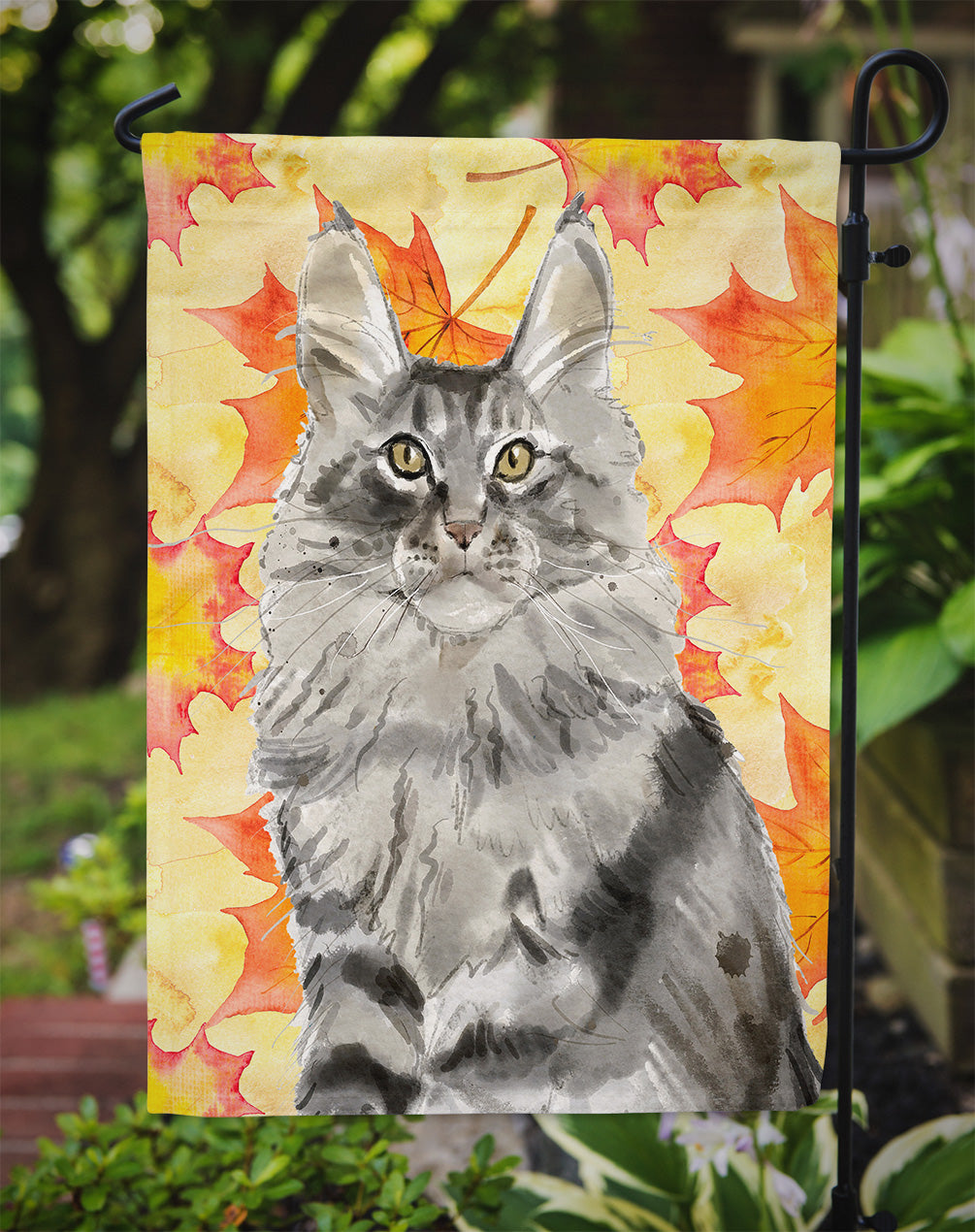 Maine Coon Fall Leaves Flag Garden Size CK3079GF  the-store.com.