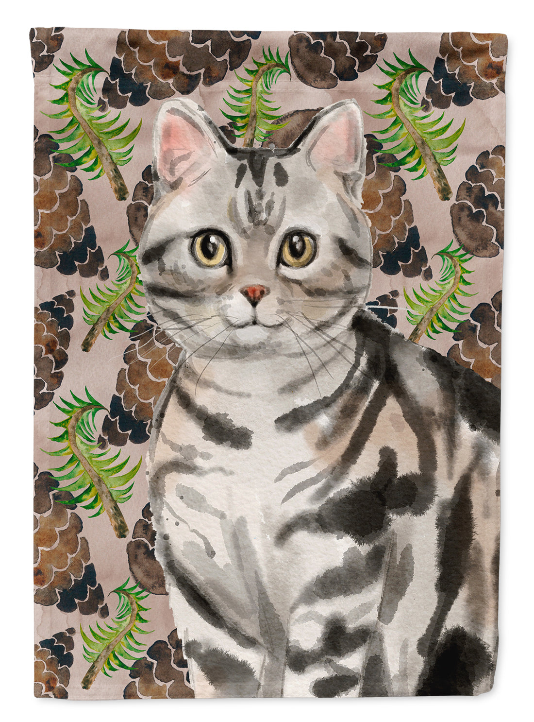 American Shorthair Pine Cones Flag Canvas House Size CK3089CHF