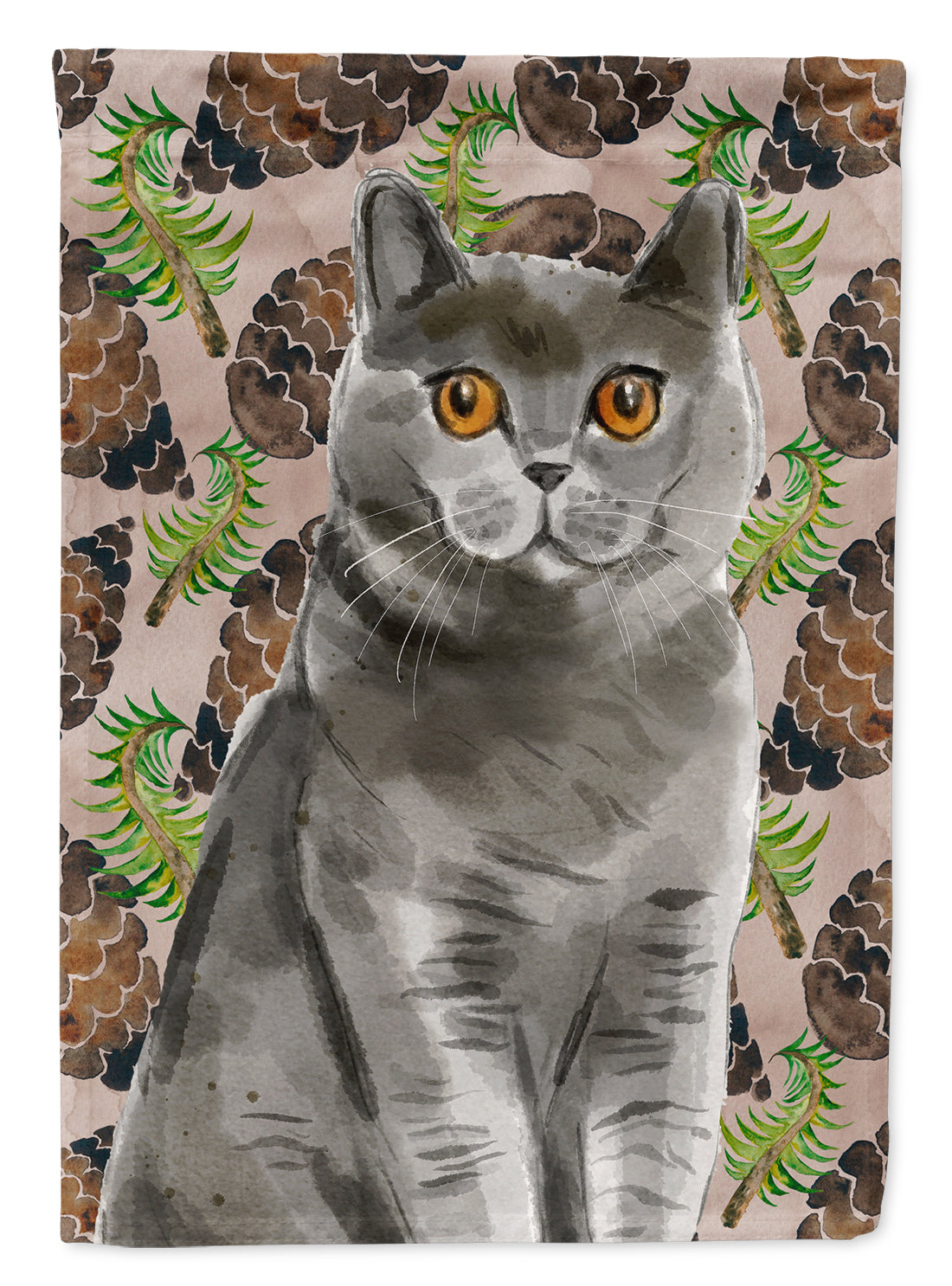 British Shorthair Pine Cones Flag Canvas House Size CK3093CHF  the-store.com.