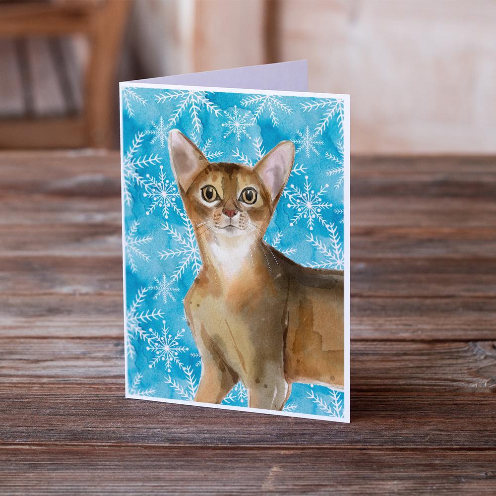 Abyssinian Winter Snowflake Greeting Cards and Envelopes Pack of 8 - the-store.com