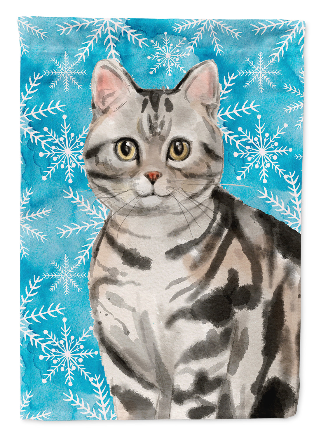 American Shorthair Winter Snowflake Flag Canvas House Size CK3104CHF  the-store.com.