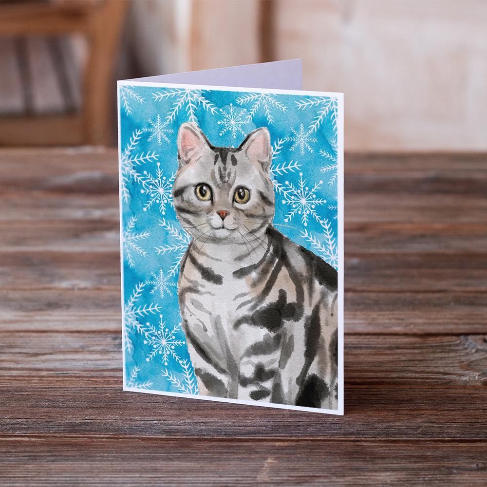 Buy this American Shorthair Winter Snowflake Greeting Cards and Envelopes Pack of 8