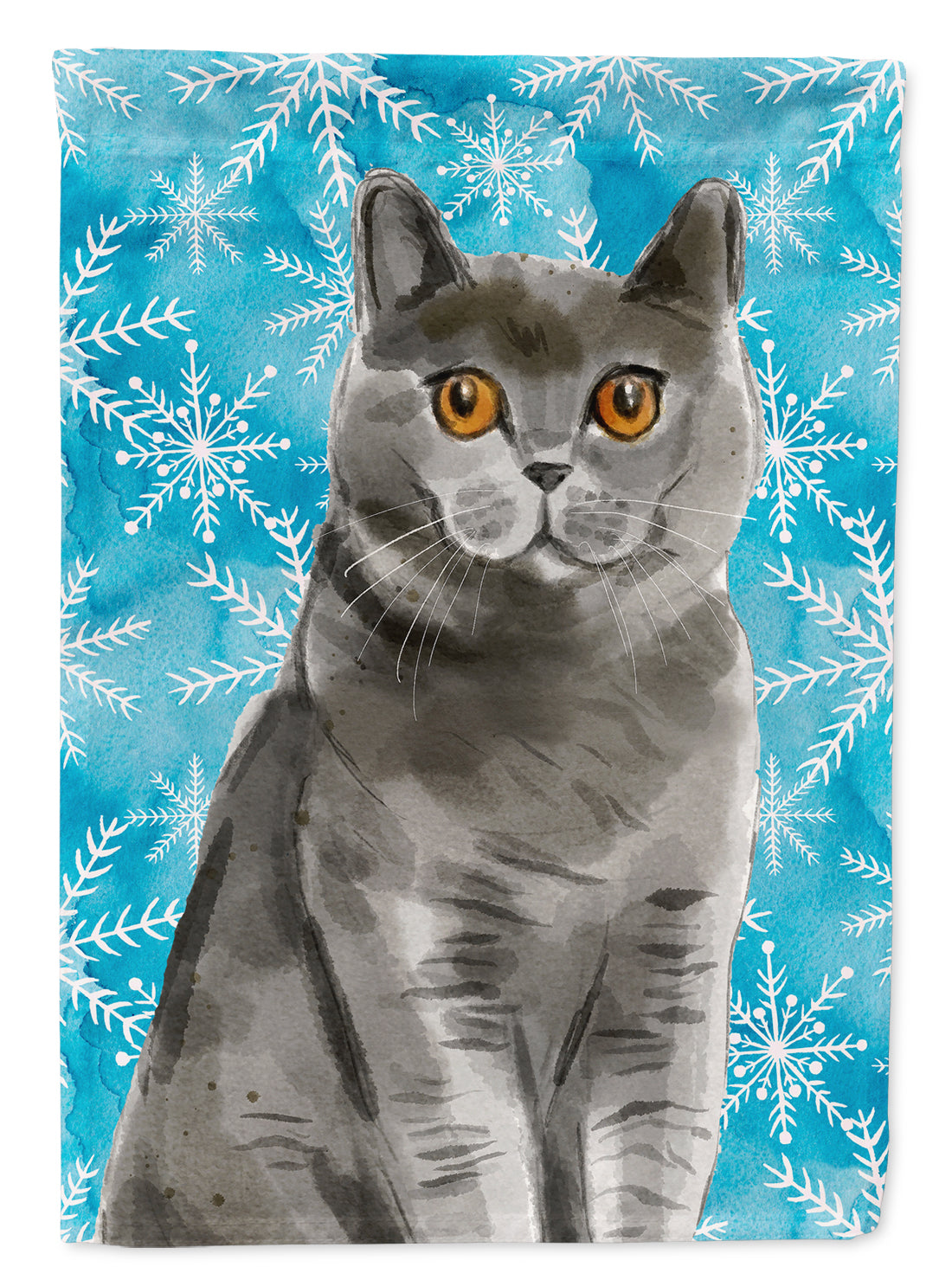 British Shorthair Winter Snowflake Flag Canvas House Size CK3108CHF  the-store.com.