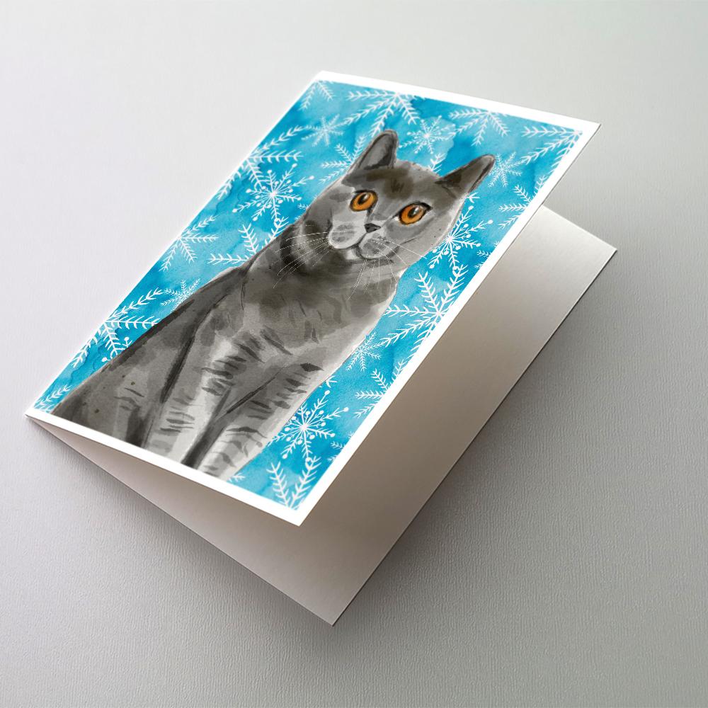 Buy this British Shorthair Winter Snowflake Greeting Cards and Envelopes Pack of 8