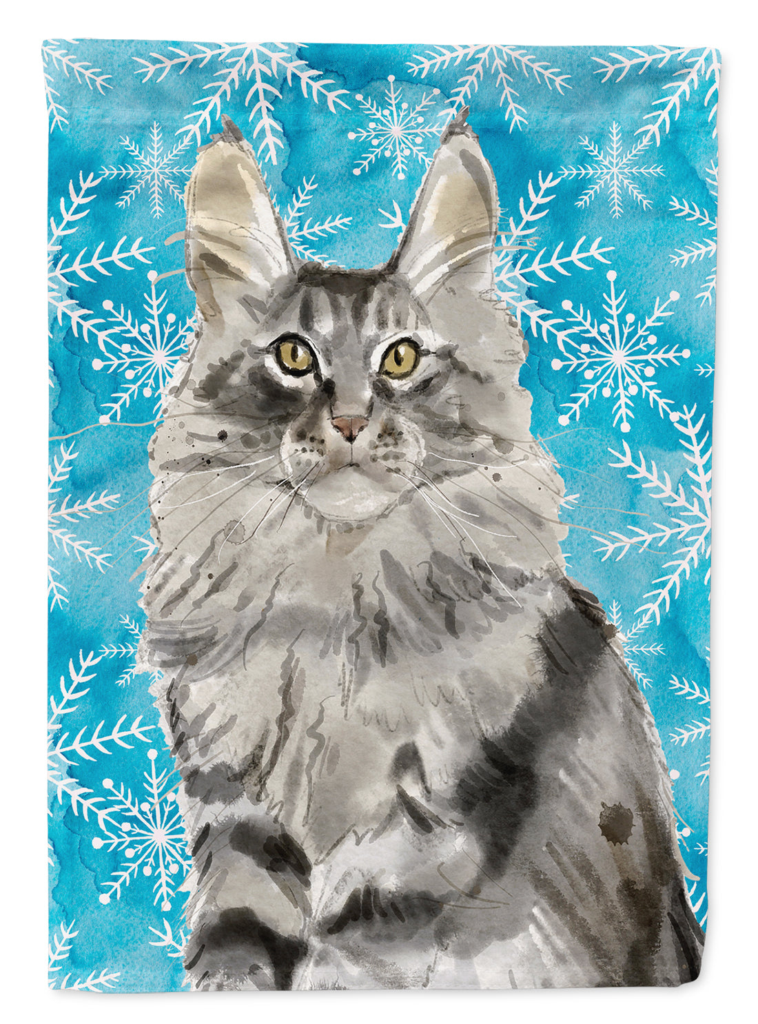 Maine Coon Winter Snowflake Flag Canvas House Size CK3109CHF