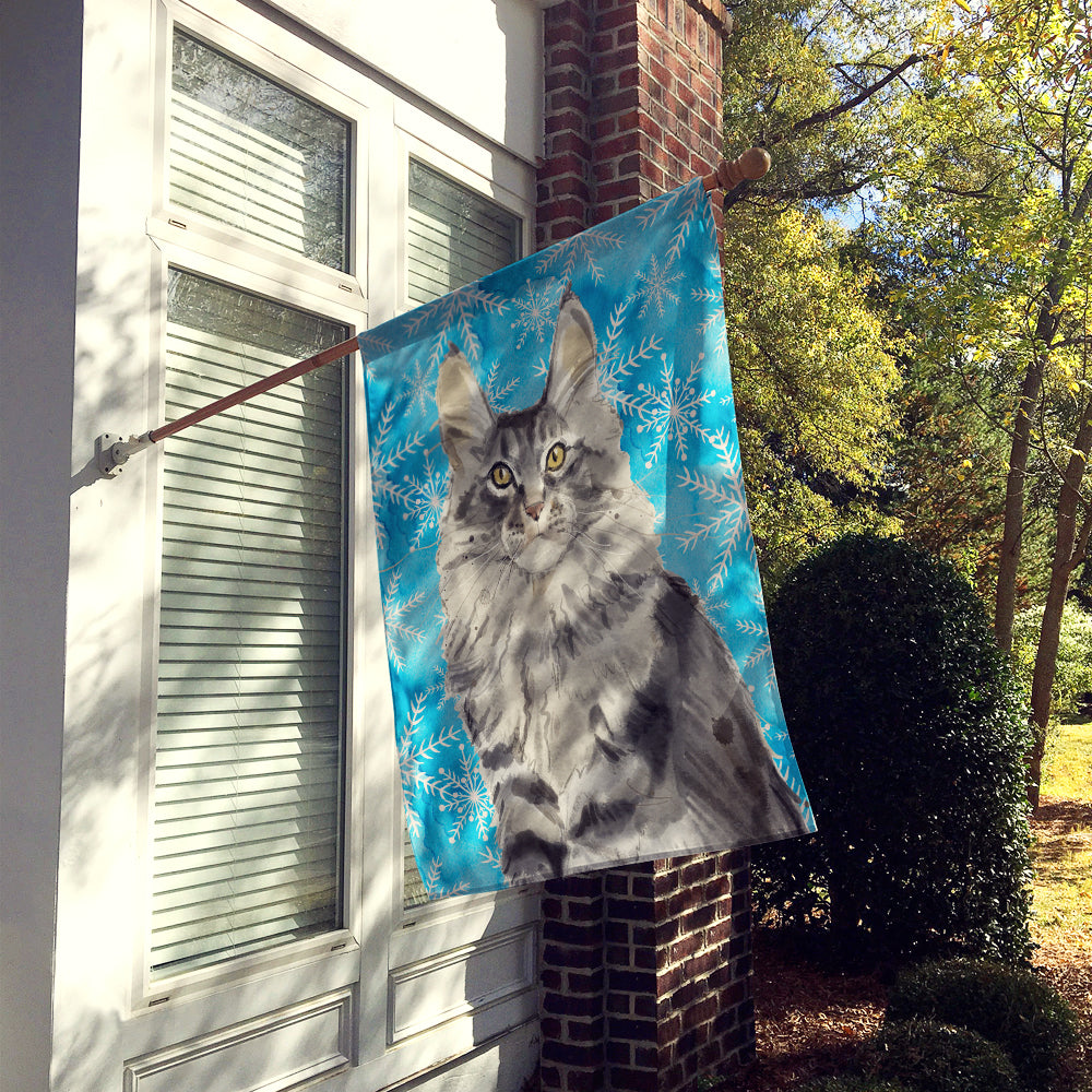 Maine Coon Winter Snowflake Flag Canvas House Size CK3109CHF  the-store.com.