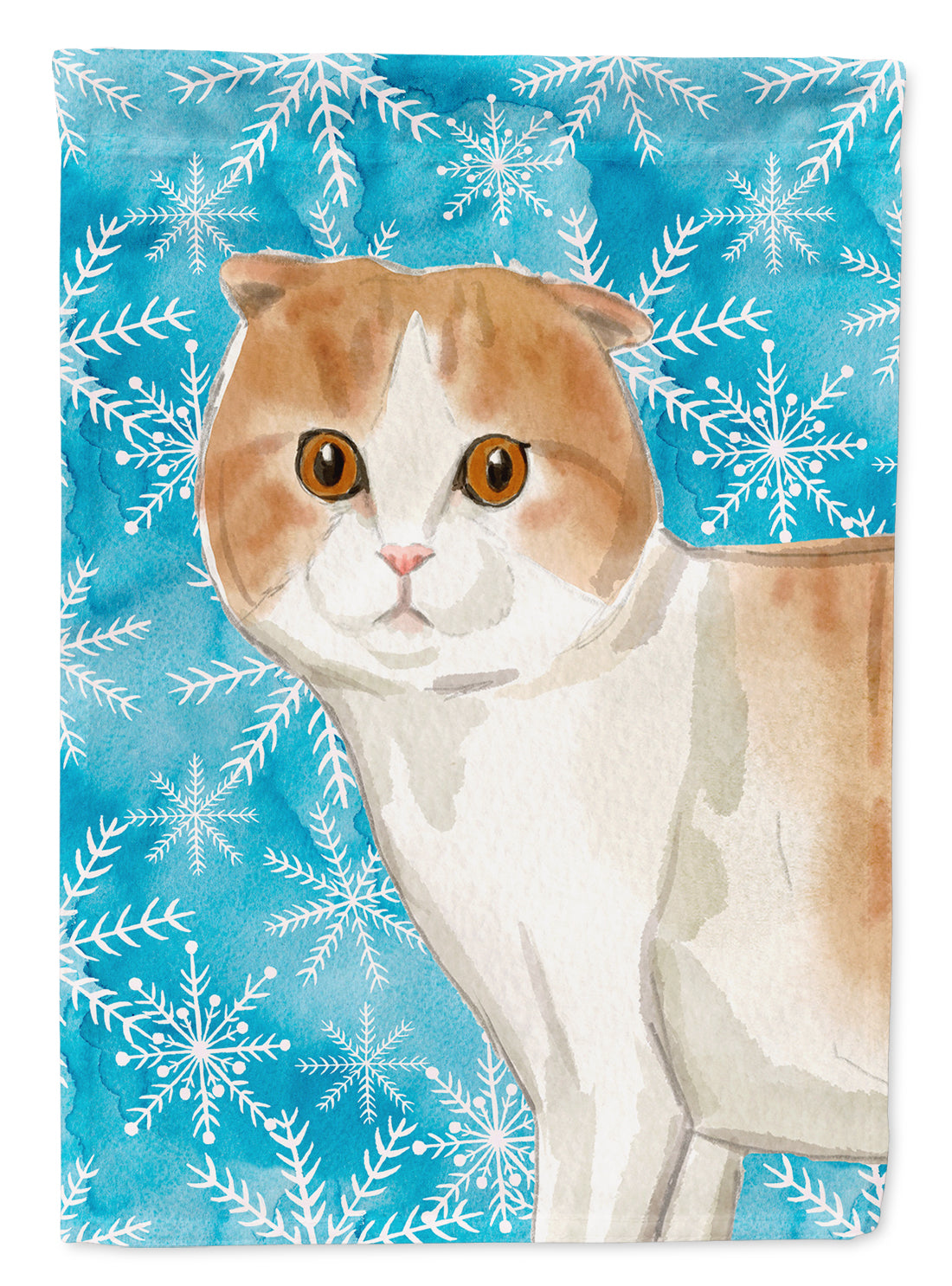 Scottish Fold Winter Snowflake Flag Canvas House Size CK3113CHF  the-store.com.