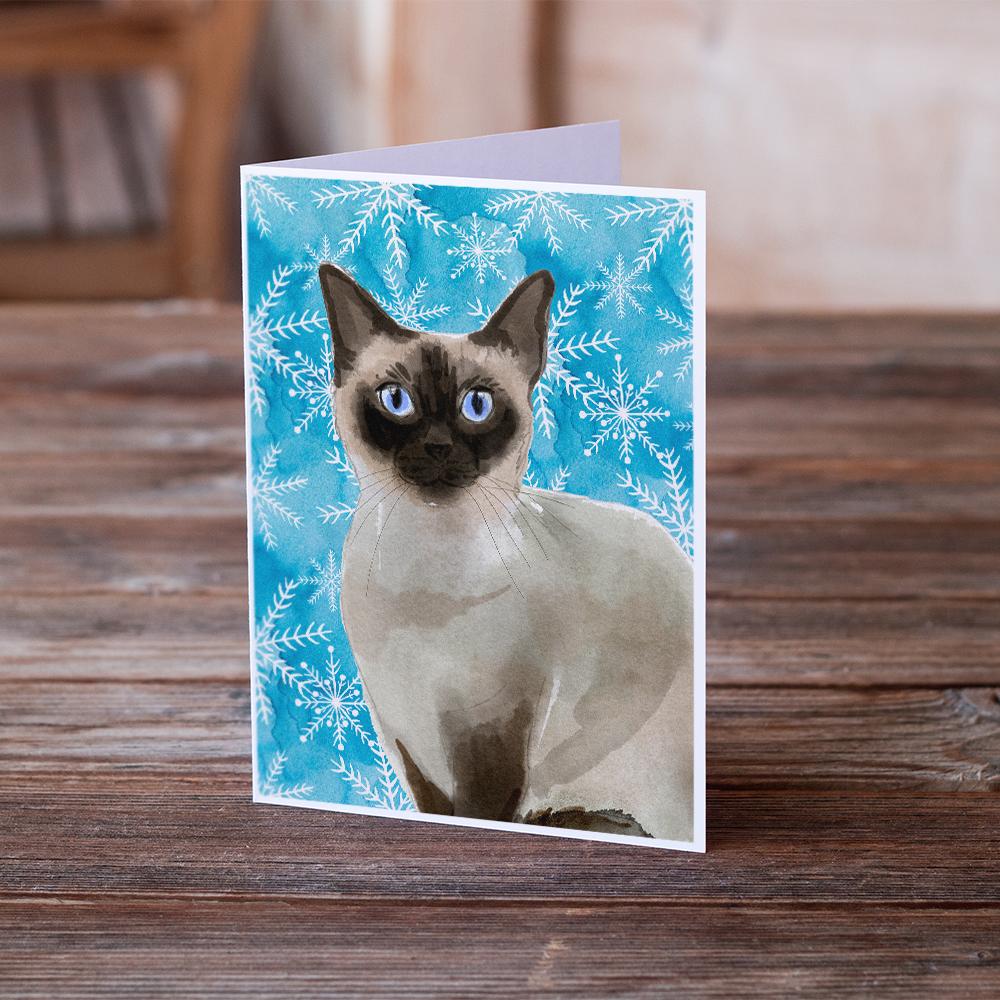 Buy this Siamese Winter Snowflake Greeting Cards and Envelopes Pack of 8