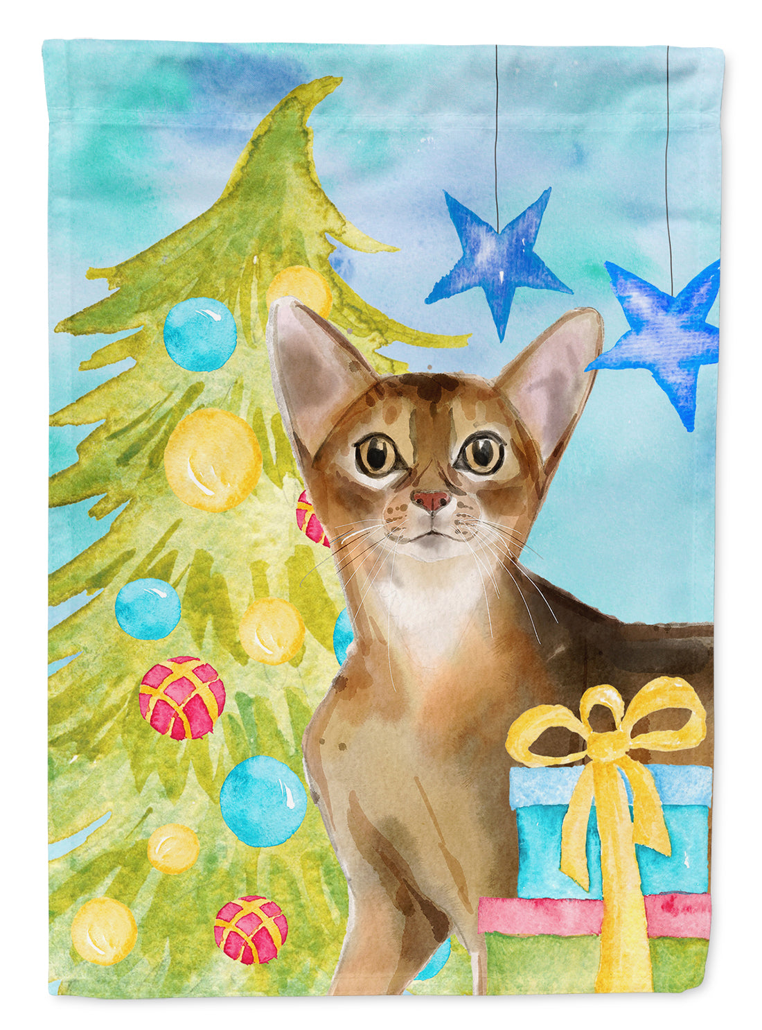 Abyssinian Christmas Presents Flag Canvas House Size CK3117CHF