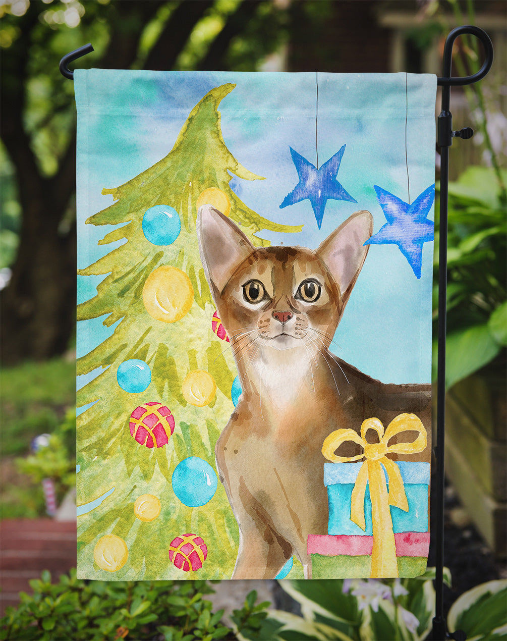 Abyssinian Christmas Presents Flag Garden Size CK3117GF  the-store.com.