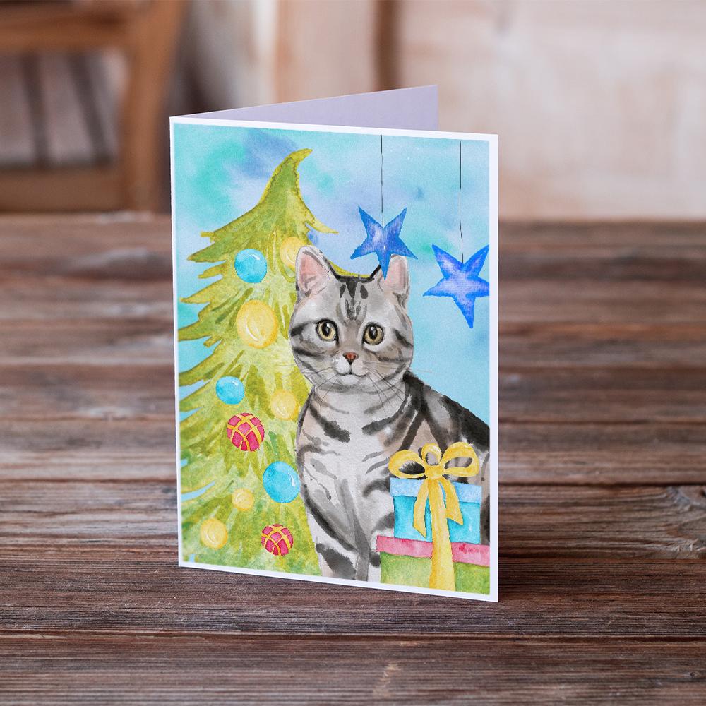 American Shorthair Christmas Presents Greeting Cards and Envelopes Pack of 8 - the-store.com