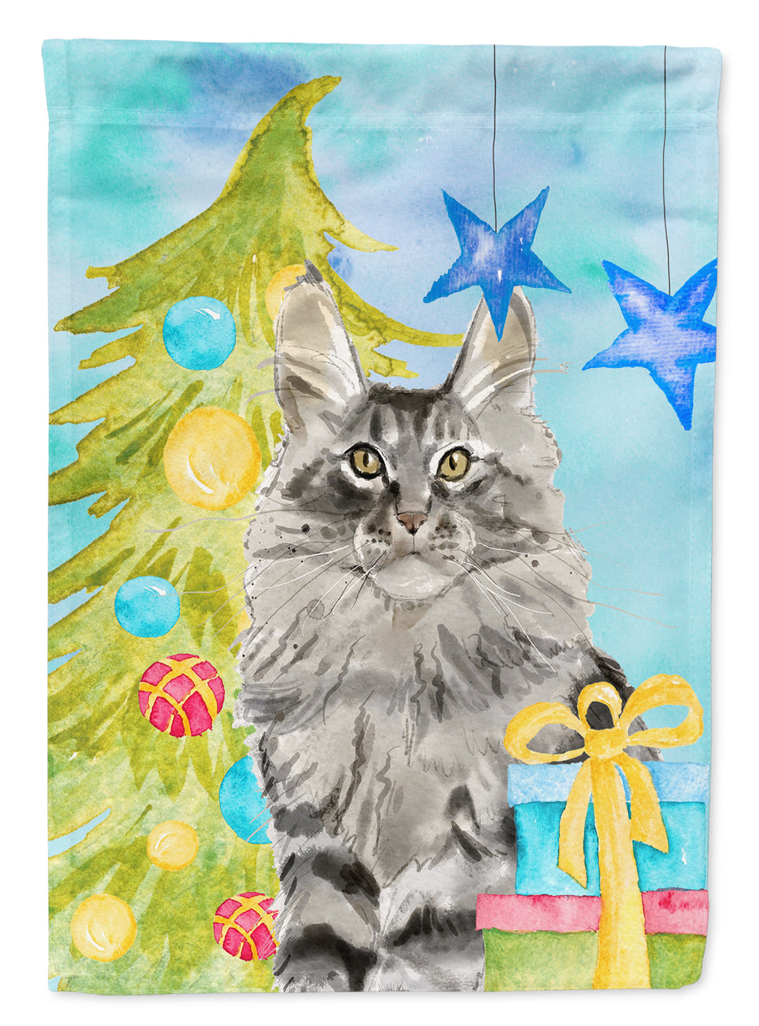 Maine Coon Christmas Presents Flag Canvas House Size CK3124CHF  the-store.com.