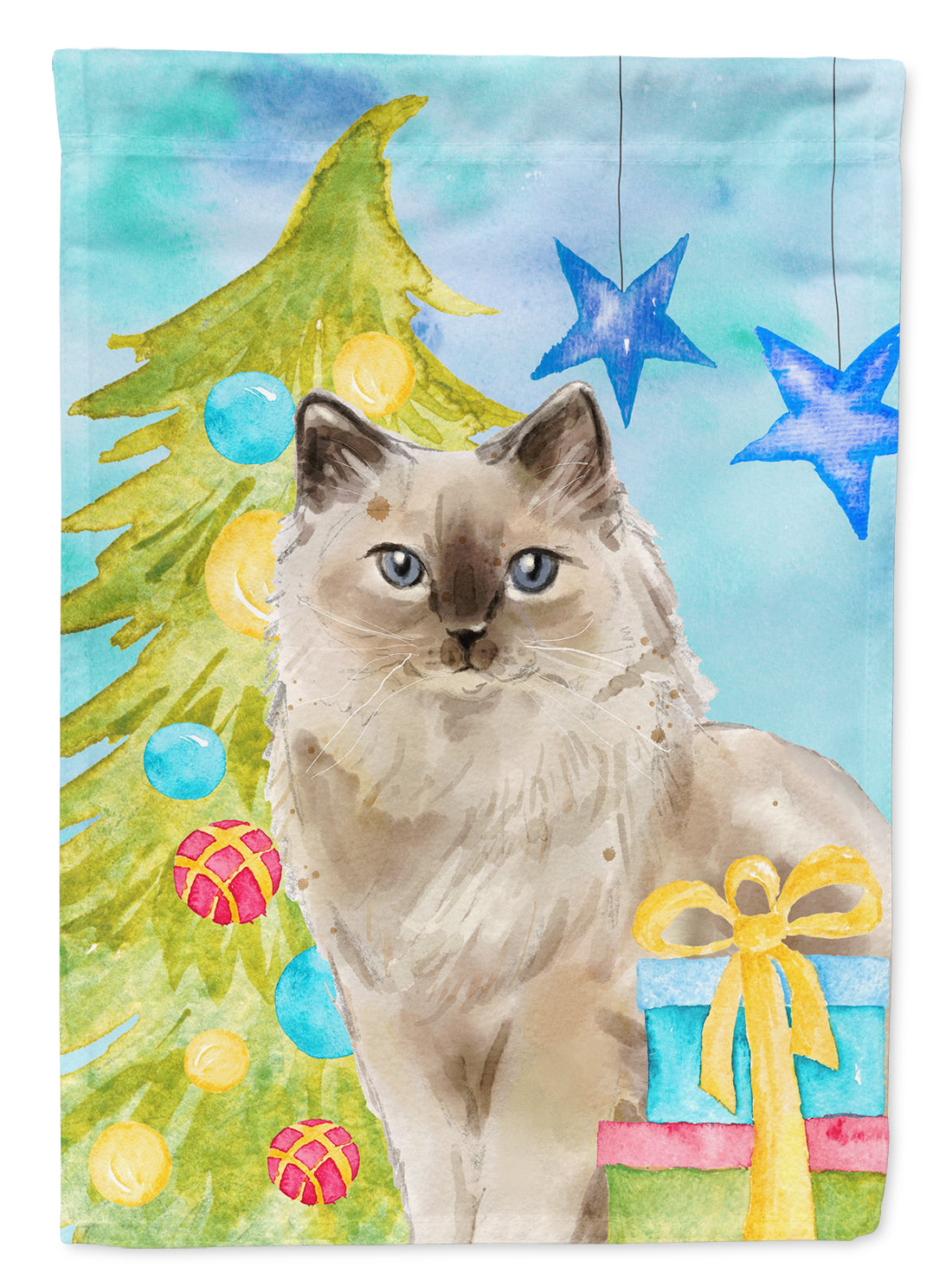 Ragdoll Christmas Presents Flag Canvas House Size CK3127CHF  the-store.com.