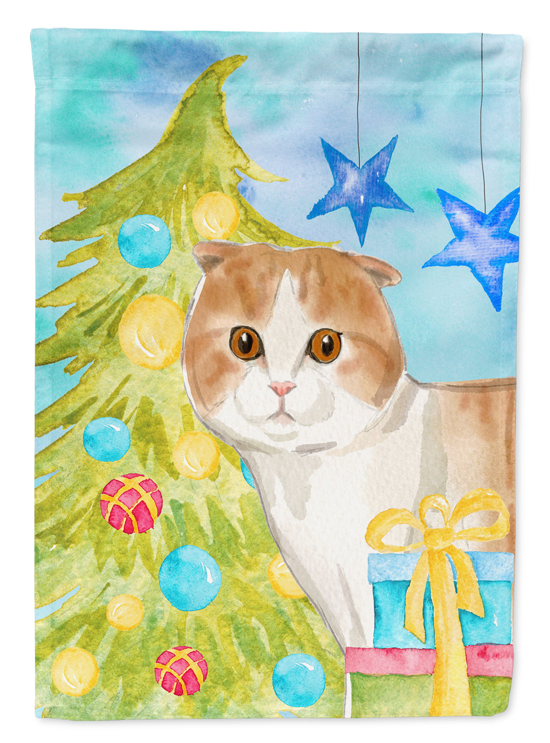 Scottish Fold Christmas Presents Flag Canvas House Size CK3128CHF  the-store.com.