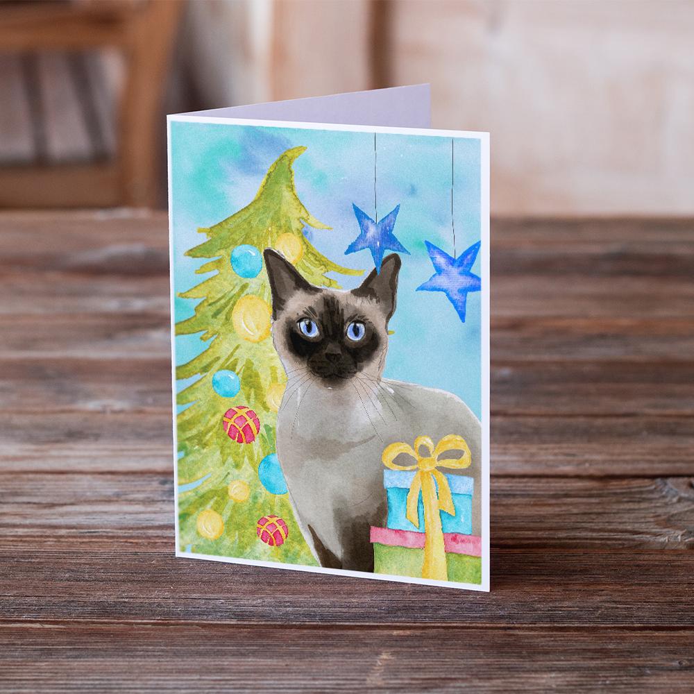 Siamese Christmas Presents Greeting Cards and Envelopes Pack of 8 - the-store.com